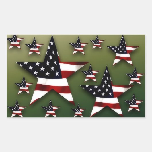 Amerikaanse sterren rechthoekige sticker (Voorkant)