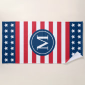 Amerikaanse sterren strepen cirkel monogram strandlaken (Voorkant)