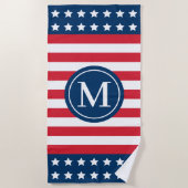Amerikaanse sterren strepen cirkel monogram strandlaken (Voorkant)