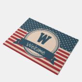 Amerikaanse sterren strepen patriottische vlagmono deurmat (Schuin)