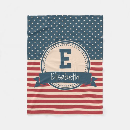 Amerikaanse sterren strepen patriottische vlagmono fleece deken (Voorkant)