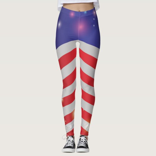 Amerikaanse sterren & Stripes American Flag Light  Leggings (Voorkant)
