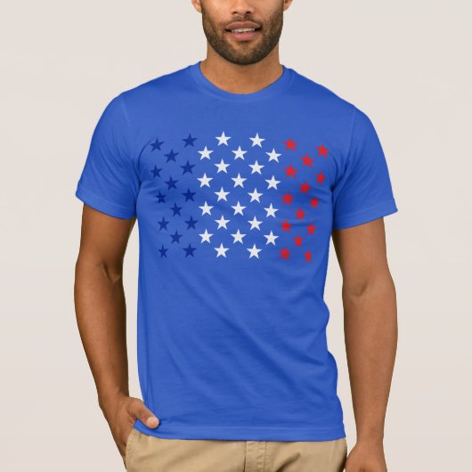 Amerikaanse sterren van de vlag driekleurenstijl t-shirt (Voorkant)