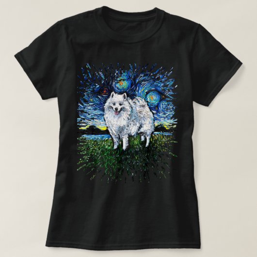 Amerikaanse Sterrennacht Eskimo Japanse Spitz T-shirt (Design voorkant)