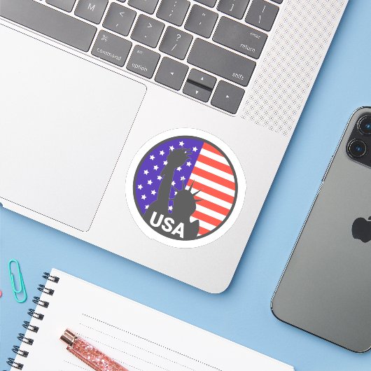 Amerikaanse Sticker voor aërobe reizen (Laptop met iPhone)
