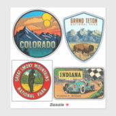 Amerikaanse Stickers voor  reizen (Vel)