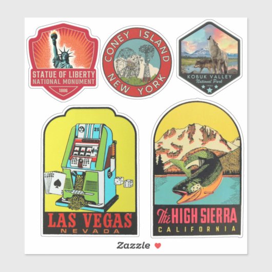 Amerikaanse Stickers voor  reizen (Vel)