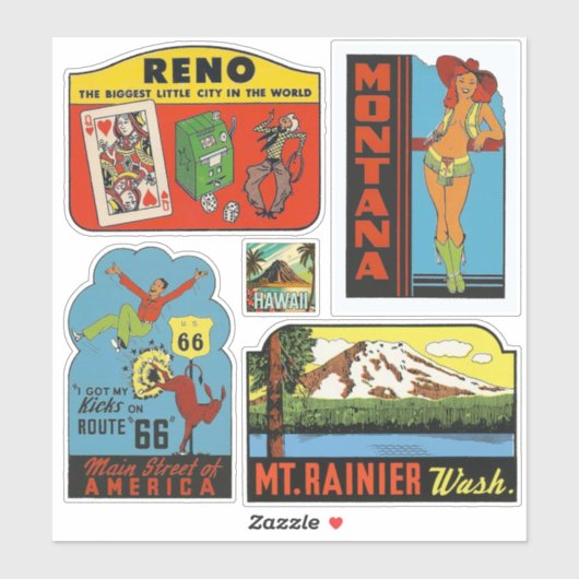 Amerikaanse Stickers voor  reizen (Vel)