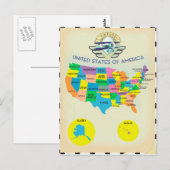 Amerikaanse  stijlkaart briefkaart (Voorkant / Achterkant)