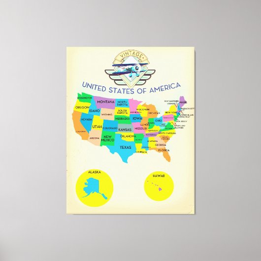 Amerikaanse  stijlkaart canvas afdruk (Voorkant)