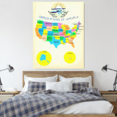 Amerikaanse  stijlkaart canvas afdruk (Insitu (Slaapkamer))