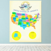 Amerikaanse  stijlkaart canvas afdruk (Insitu (Houten vloer))