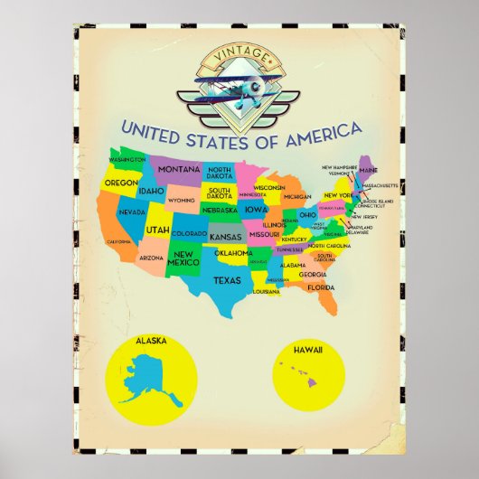 Amerikaanse  stijlkaart poster (Voorkant)