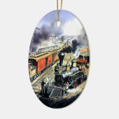 Amerikaanse stoommotortreinen keramisch ornament (Links)