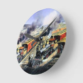 Amerikaanse stoommotortreinen ronde klok (Hoek)