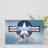 Amerikaanse straaljager briefpapier (Staand voorkant)