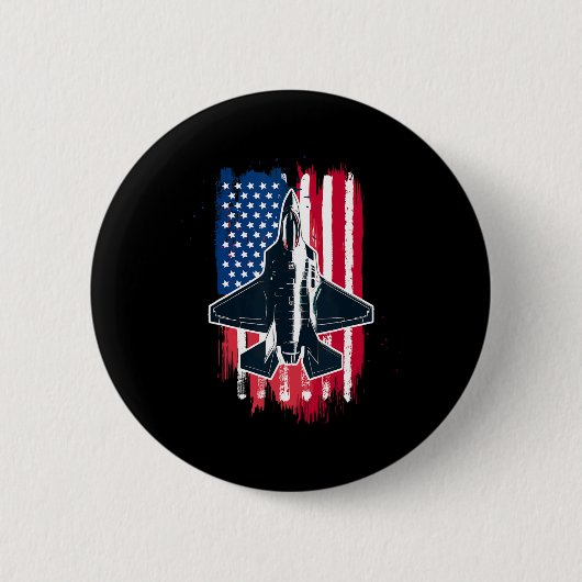 Amerikaanse straaljager F-35 4 juli Mannen Vrouwen Ronde Button 5,7 Cm (Voorkant)