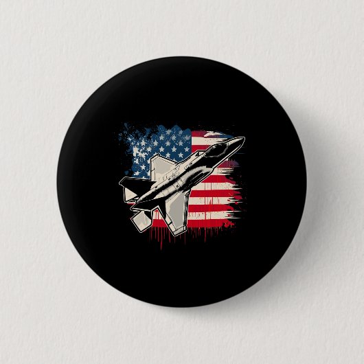 Amerikaanse straaljager F-35 4 juli Mannen Vrouwen Ronde Button 5,7 Cm (Voorkant)
