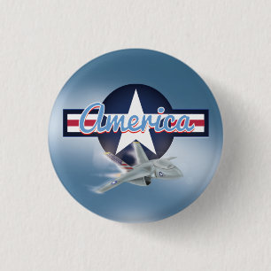 Amerikaanse straaljager ronde button 3,2 cm