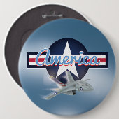 Amerikaanse straaljager ronde button 6,0 cm (Voorkant /achterkant)