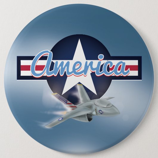 Amerikaanse straaljager ronde button 6,0 cm (Voorkant)