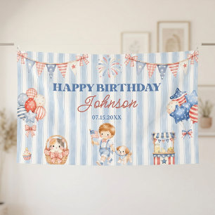 Amerikaanse Strepen Jongens Verjaardagsfeestje Spandoek