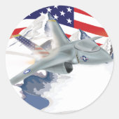 Amerikaanse strijder Jet Ronde Sticker (Voorkant)