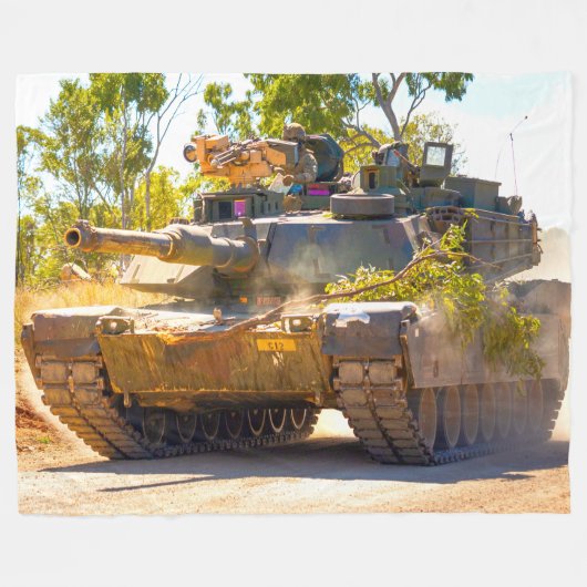 AMERIKAANSE STRIJDTANK - M1 ABRAMS FLEECE DEKEN (Voorkant (Horizontaal))