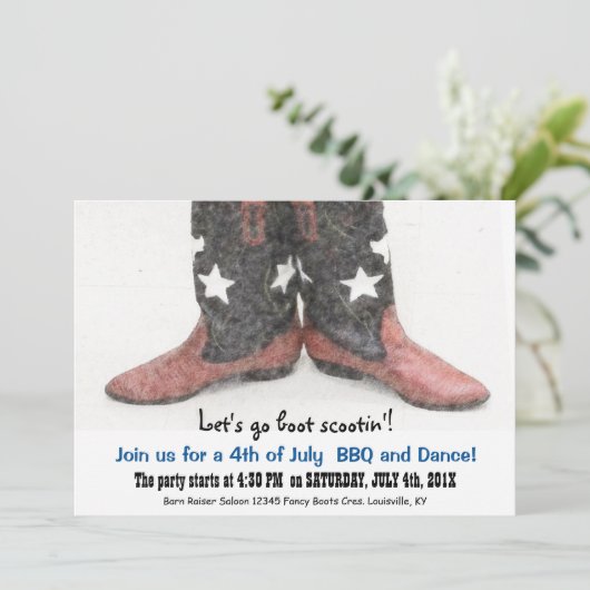 Amerikaanse Style Country Boots 4e juli Kaart (Staand voorkant)