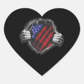 Amerikaanse superheld Costume Flag Hart Sticker (Voorkant)