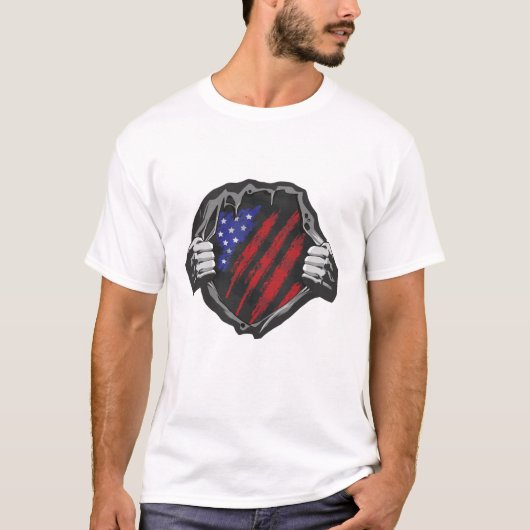 Amerikaanse superheld Costume Flag T-shirt (Voorkant)