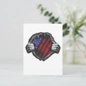 Amerikaanse superheld Costume Flag T-Shirt Briefkaart (Staand voorkant)