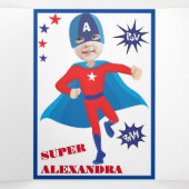 Amerikaanse superheld Tremendous Birthday Drieluik Uitnodiging (Binnenkant midden)