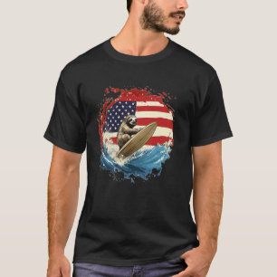 Amerikaanse Surf Luiaard Genietend van de Golven v T-shirt