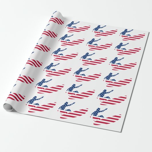 Amerikaanse surfende Amerikaanse surfer Cadeaupapier (Uitgerold)