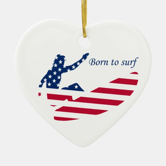 Amerikaanse surfende Amerikaanse surfer Keramisch Ornament (Voorkant)