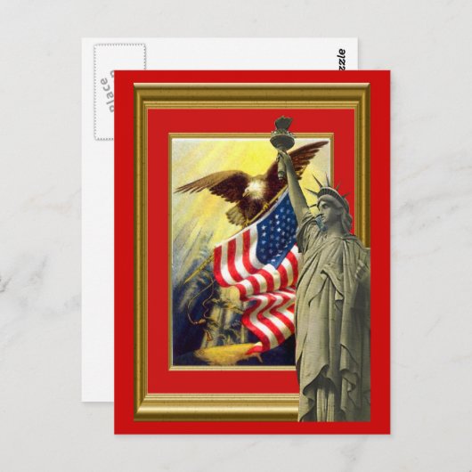 Amerikaanse symbolen briefkaart (Voorkant / Achterkant)