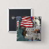 Amerikaanse symbolen vierkante button 5,1 cm (Voorkant /achterkant)