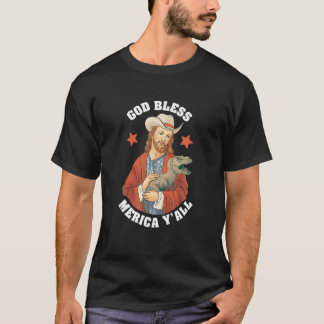 Amerikaanse T - shirts: God Bless Merica Y'all Jes T-shirt