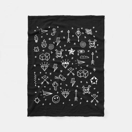 Amerikaanse Tattoo Flash, Traditionele Tattoo Desi Fleece Deken (Voorkant)