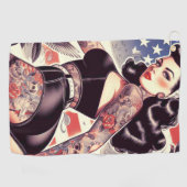 Amerikaanse Tattoo Pin-up Golfhanddoek (Horizontaal)