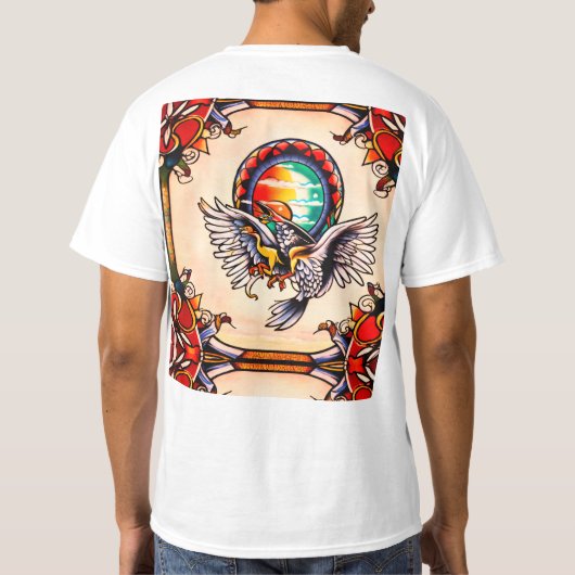 "Amerikaanse Tattoo stijl Mannen T-shirt (Achterkant)