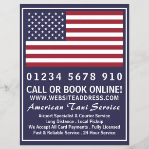 Amerikaanse Taxi Bedrijf Vlag met Prijslijst Flyer