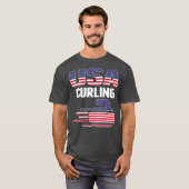 Amerikaanse Team Curling Rock Jersey American Flag T-shirt (Voorkant volledig)