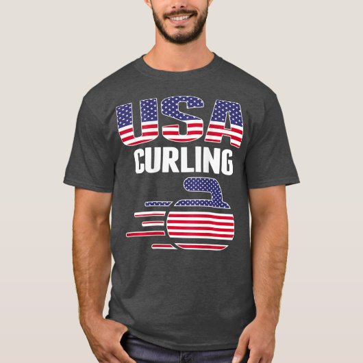 Amerikaanse Team Curling Rock Jersey American Flag T-shirt (Voorkant)