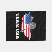 Amerikaanse Team Shuttle Racket Badminton Player Fleece Deken (Voorkant (Horizontaal))