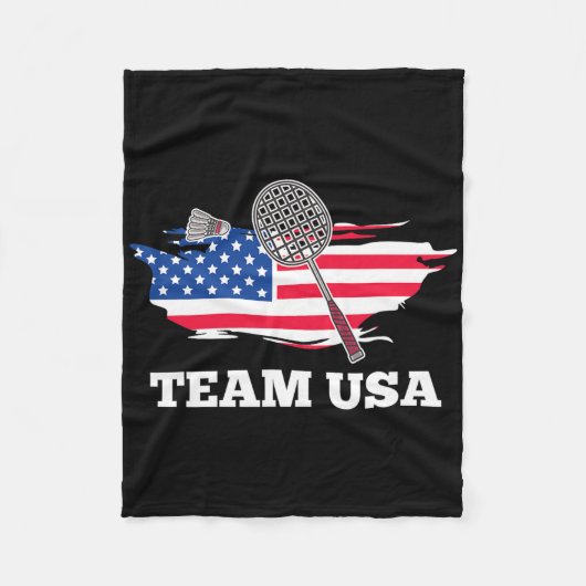 Amerikaanse Team Shuttle Racket Badminton Player Fleece Deken (Voorkant)