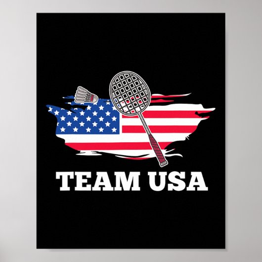 Amerikaanse Team Shuttle Racket Badminton Player Poster (Voorkant)
