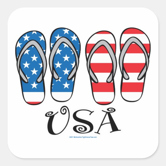 Amerikaanse Teenslippers Vierkante Sticker (Voorkant)