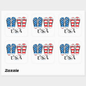 Amerikaanse Teenslippers Vierkante Sticker (Vel)